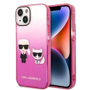 Etui Karl Lagerfeld Gradient Ikonik Karl&Choupette na iPhone 14 Plus - różowe Karl Lagerfeld