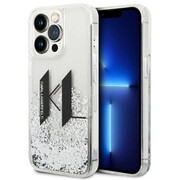 Etui Karl Lagerfeld Liquid Glitter Big KL na iPhone 14 Pro - srebrne Karl Lagerfeld