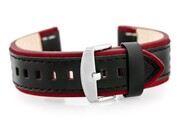 Pasek skórzany do zegarka W80 czarny/bordowy 20mm Pacific