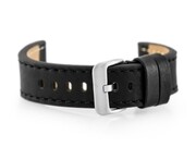 Pasek skórzany do zegarka W48 - PREMIUM - czarny/czarne - 20mm Pacific