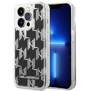 Etui Karl Lagerfeld Liquid Glitter Monogram na iPhone 14 Pro - czarne Karl Lagerfeld