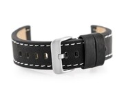 Pasek skórzany do zegarka W48 - PREMIUM - czarny/białe - 22mm Pacific