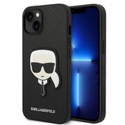 Etui Karl Lagerfeld Saffiano Karl's Head Patch na iPhone 14 Plus - czarne Karl Lagerfeld