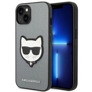 Etui Karl Lagerfeld Saffiano Choupette Head Patch na iPhone 14 Plus - srebrne Karl Lagerfeld