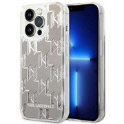 Etui Karl Lagerfeld Liquid Glitter Monogram na iPhone 14 Pro - srebrne Karl Lagerfeld