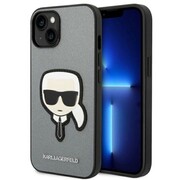 Etui Karl Lagerfeld Saffiano Karl's Head Patch na iPhone 14 Plus - srebrne Karl Lagerfeld
