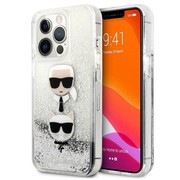 Etui Karl Lagerfeld Liquid Glitter Karl&Choupette Head na iPhone 13 Pro / iPhone 13 - srebrne Karl Lagerfeld