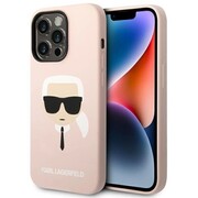 Etui Karl Lagerfeld Silicone Karl's Head na iPhone 14 Pro - różowe Karl Lagerfeld