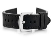 Pasek skórzany do zegarka W72 - czarny/czarna 22mm Pacific