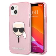 Etui Karl Lagerfeld Glitter Karl's Head na iPhone 13 mini - różowe Karl Lagerfeld