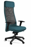 Fotel biurowy, ergonomiczny, Ares Mesh, czarny, steelblue UniqueMeble