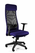 Fotel biurowy, ergonomiczny, Ares Mesh, czarny, navyblue UniqueMeble