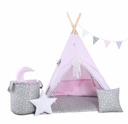 Namiot tipi dla dzieci, bawełna, okienko, mega zestaw, purpurowe szarości SowkaDesign