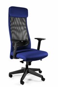 Fotel biurowy, ergonomiczny, Ares Mesh, czarny, royalblue UniqueMeble