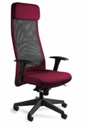 Fotel biurowy, ergonomiczny, Ares Mesh, czarny, burgundy UniqueMeble