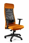 Fotel biurowy, ergonomiczny, Ares Mesh, czarny, mandarin UniqueMeble