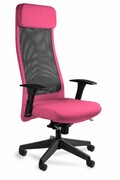 Fotel biurowy, ergonomiczny, Ares Mesh, czarny, magenta UniqueMeble