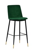 Krzesło barowe DIEGO 65 zielone - welur, podstawa czarno złota KING HOME