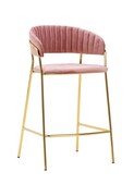 Krzesło barowe MARGO 65 brudny róż - welur, podstawa złota KING HOME