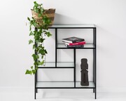 Regał metalowy Asti szklane półki ryflowane mks