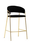 Krzesło barowe MARGO 65 czarne - welur, podstawa złota KING HOME