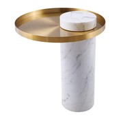 Stolik kawowy COLUMN marmurowy biało złoty 55 cm Moos Home