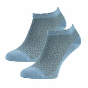 stopki damskie ażurowe niebieska falbanka Krebo