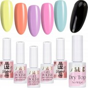 5x Lakier Hybrydowy ALLELAC Pastelowe Kolory ZESTAW Must Have Wiosna Spring + Top
