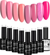 8x Lakier Hybrydowy NTN 5g Limited Edition Pinks 2 ZESTAW 9w1