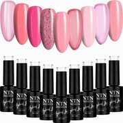 9x Lakier Hybrydowy NTN 5g Różowe Mixy ZESTAW 9w1 NTN Premium