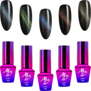 5x Lakier Hybrydowy MOLLYLAC 10g Flashing Magic Cat Eye ZESTAW Karnawałowy
