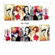 Naklejki wodne do paznokci arkusz 6,5 x 5,5 cm na 10 palców yb Nr 1035 Allepaznokcie