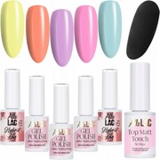 5x Lakier Hybrydowy ALLELAC Pastelowe Kolory ZESTAW Must Have Wiosna Spring + Top Matt