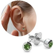 Kolczyki peridot w oprawie srebrne r Studex Plus Studex