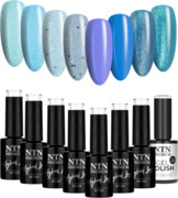 8x Lakier Hybrydowy NTN 5g Limited Edition Blues 1 ZESTAW 9w1