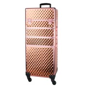 Kuferek kosmetyczny XXXL 4w1 walizka na kółkach obrotowych 360 stopni - Diamond 3D rose golden (okucia rose golden) Allepaznokcie