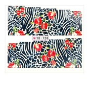 Naklejki wodne do paznokci arkusz 6,5 x 5,5 cm na 10 palców yb Nr 728 Allepaznokcie