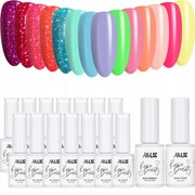 14x Lakier Hybrydowy ALLELAC 6g Rosie Beauty Spring Vibes ZESTAW Wiosenny 14w1 + Baza i Top