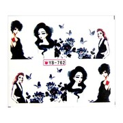 Naklejki wodne do paznokci arkusz 6,5 x 5,5 cm na 10 palców yb Nr 762 Allepaznokcie