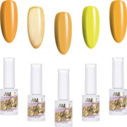 5x Lakier Hybrydowy ALLELAC 5g Żółte Yellow ZESTAW 5w1 Mix