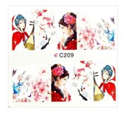 Naklejki wodne do paznokci arkusz 7 x 6,5 cm na 10 palców Nr c209 Allepaznokcie