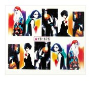 Naklejki wodne do paznokci arkusz 6,5 x 5,5 cm na 10 palców yb Nr 675 Allepaznokcie