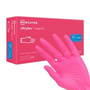 Rękawiczki jednorazowe nitrylowe diagnostyczne i ochronne Mercator Medical Nitrylex Magenta rozmiar M różowe 100 szt Mercator Medical