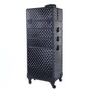 Kuferek kosmetyczny XXXL 4w1 walizka kosmetyczna na kółkach obrotowych 360 stopni Diamond 3D Czarny z czarnymi okuciami GNB-LAB