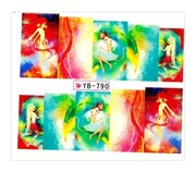 Naklejki wodne do paznokci arkusz 6,5 x 5,5 cm na 10 palców yb Nr 790 Allepaznokcie