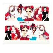 Naklejki wodne do paznokci arkusz 6,5 x 5,5 cm na 10 palców yb Nr 680 Allepaznokcie