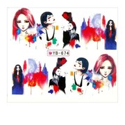 Naklejki wodne do paznokci arkusz 6,5 x 5,5 cm na 10 palców yb Nr 674 Allepaznokcie