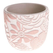 Osłonka betonowa 16 x 17,5 x 17,5 cm (różowa, motyw roślinny) Dakls