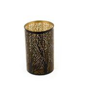 Świecznik metalowy 12 x 20 x 12 cm (czarno-złoty) Dakls