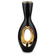 Wazon ceramiczny 30 x 11 x 6,5 cm (czarny, złote zdobienia) Art-Pol